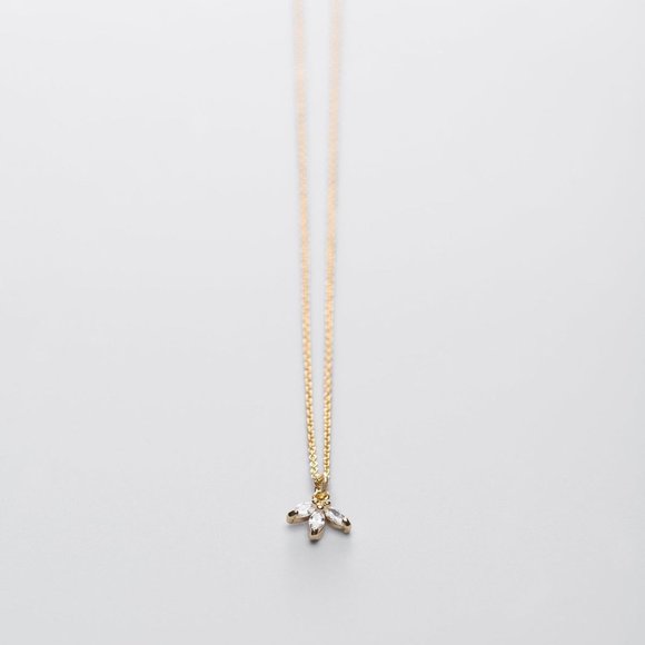 Blossom + Croft The Label Jewelry - Cubic Zirconia Gold Filled Necklace - Leaf Pendant